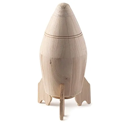 10.5" Wooden Rocket Ship Birdhouse by Make Market - Unfinished Hanging Birdhouse Made of 100% Wood, Outdoor Nesting Boxes - Bulk 8 Pack