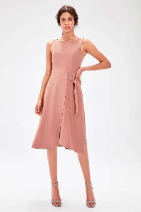 12852 Dry Rose Wrap Skirt Dress