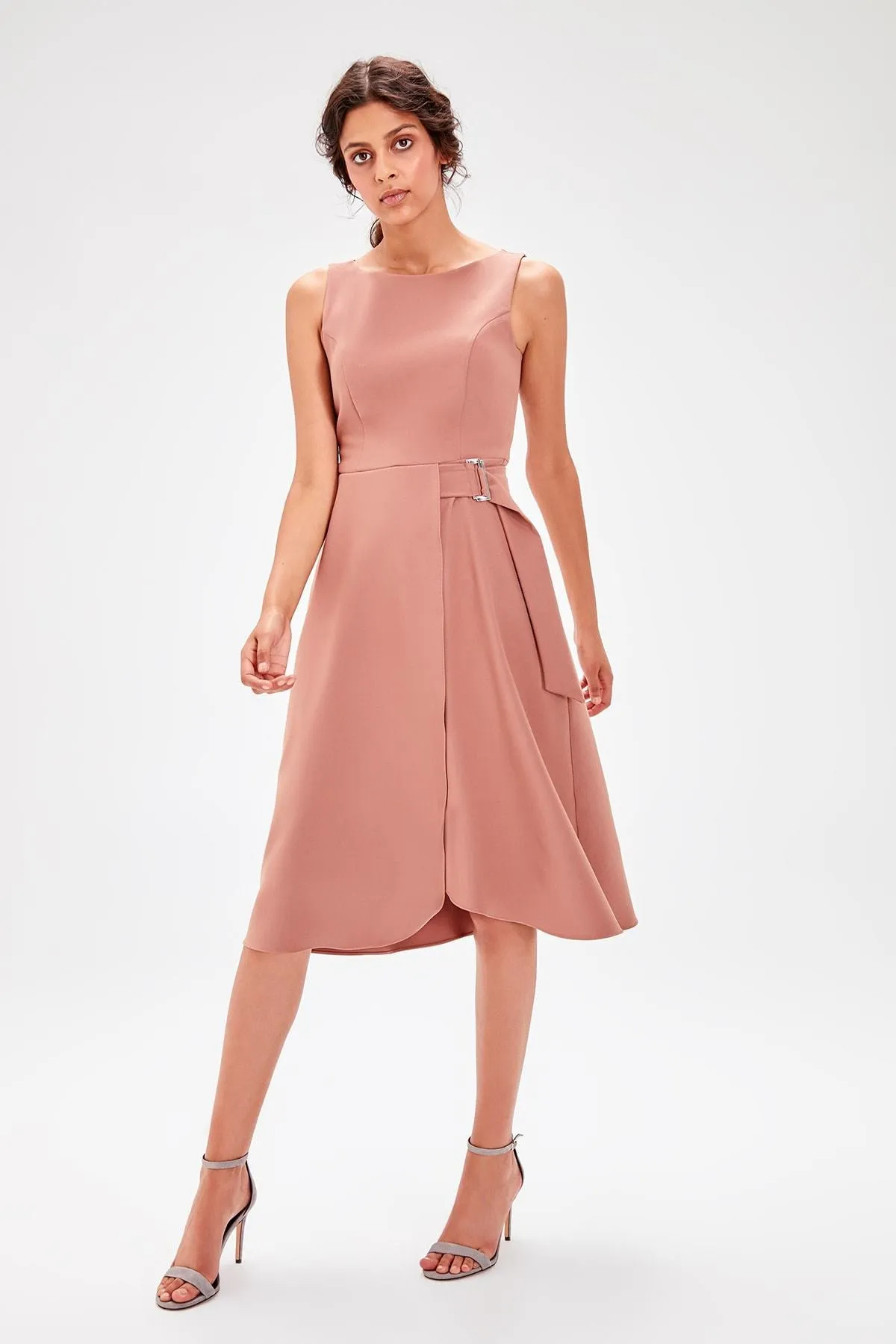 12852 Dry Rose Wrap Skirt Dress