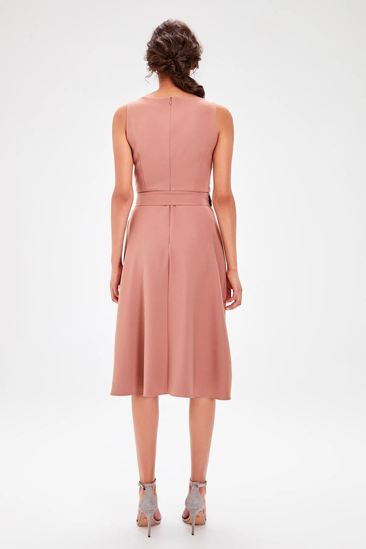 12852 Dry Rose Wrap Skirt Dress