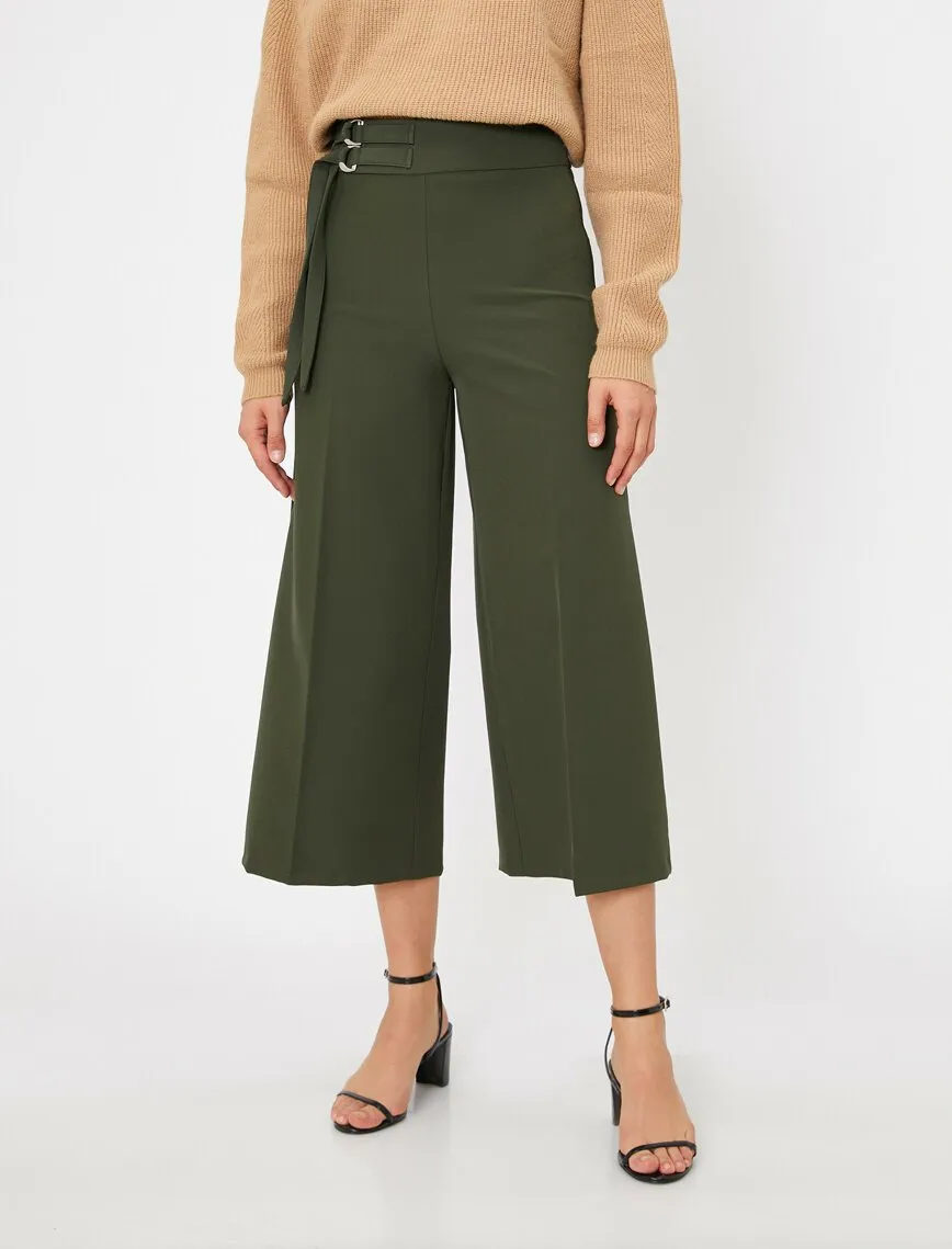 16354 Khaki Belt Culotte Trousers