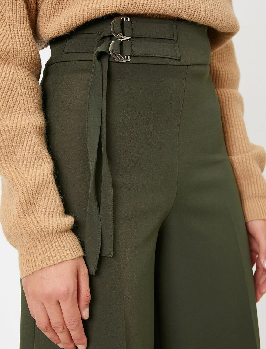 16354 Khaki Belt Culotte Trousers