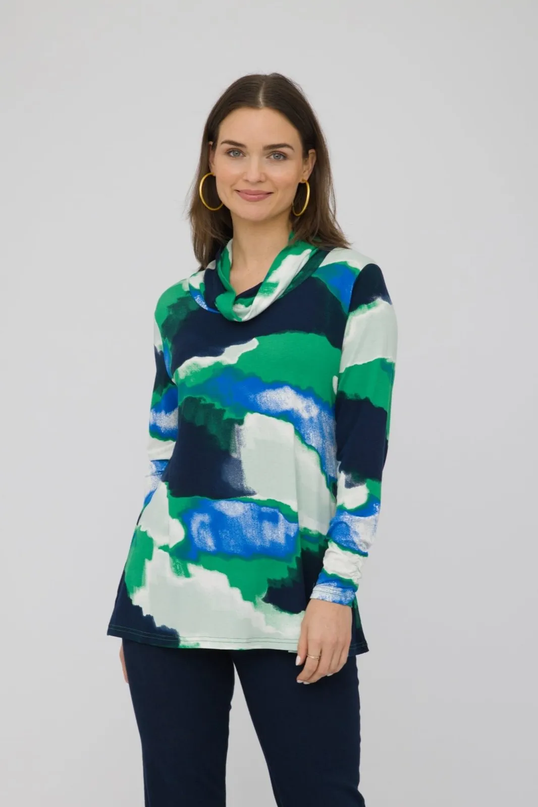 28" Printed Cowl Neck Tunic