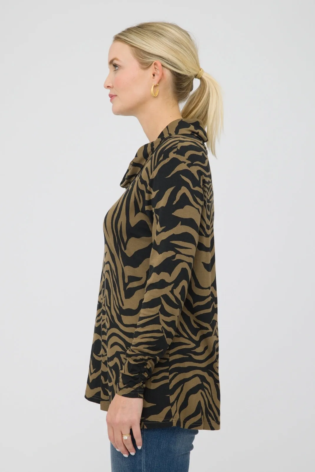 28" Printed Cowl Neck Tunic