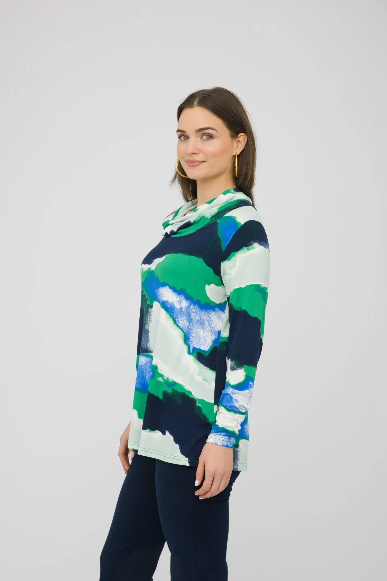 28" Printed Cowl Neck Tunic