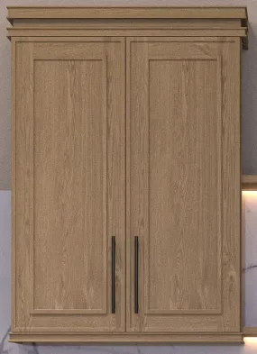 30" Tall Elegant Oak Craftsman Shaker 1-1/4" Overlay Wall Cabinet - Double Door 24", 27", 30", 33" & 36"