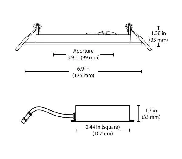 6 in. Square Black Flat Panel LED Downlight in 2700K