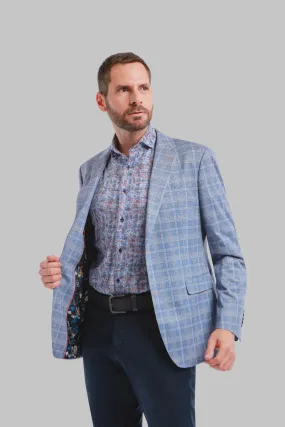 7 Downie Street WEYBURN Blue Plaid Stretch Blazer