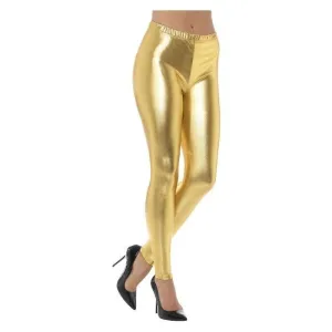 80s Metallic Disco Leggings Adult Gold