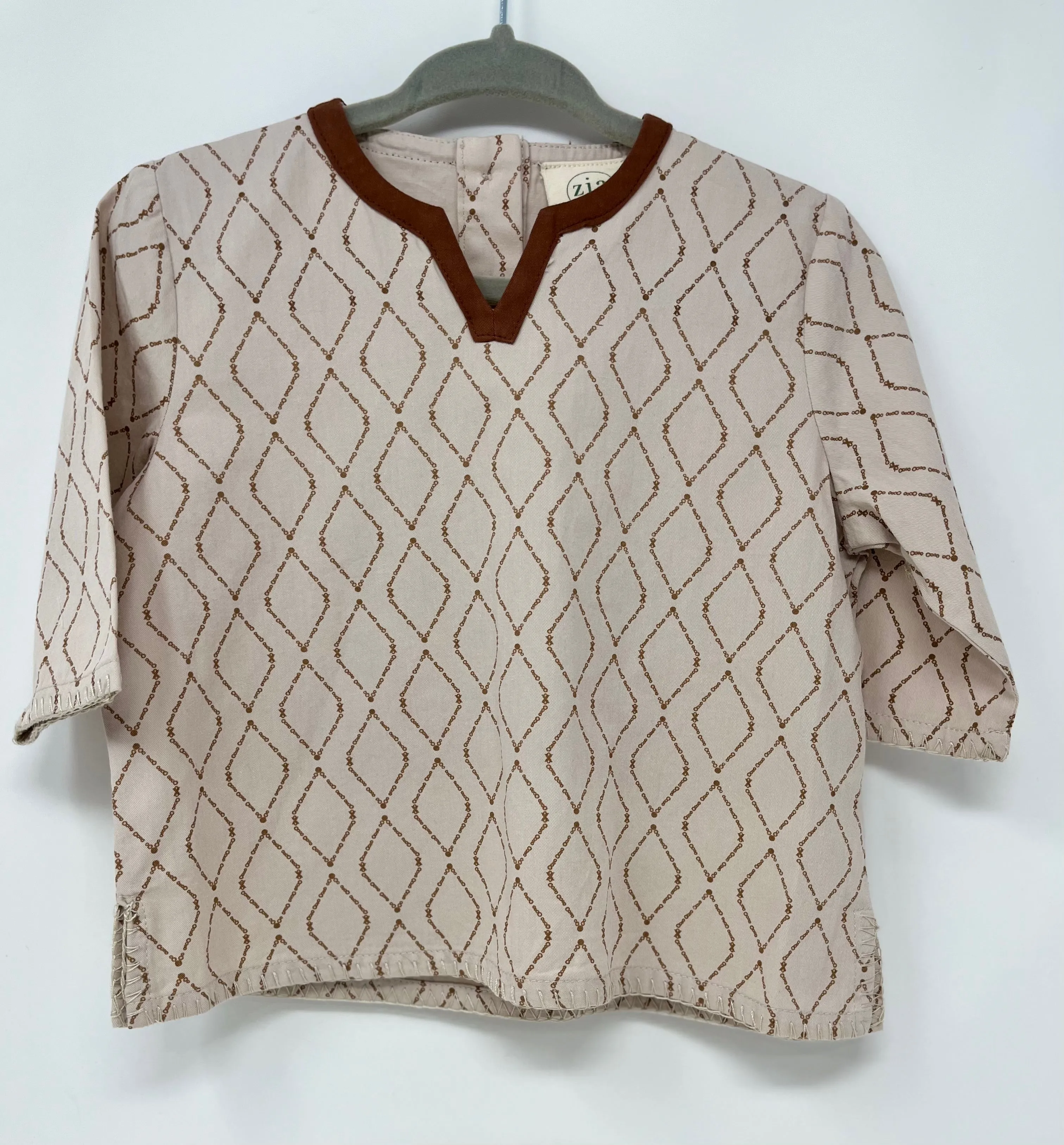 9-12 M Caramel Tunic with Diamond Print