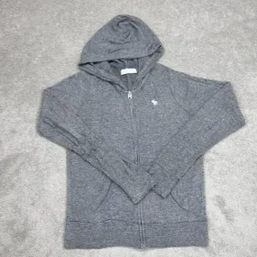 Abercrombie Fitch Women Hoodie Sweatshirts Full Zip Long Sleeve Pocket Gray SZ S