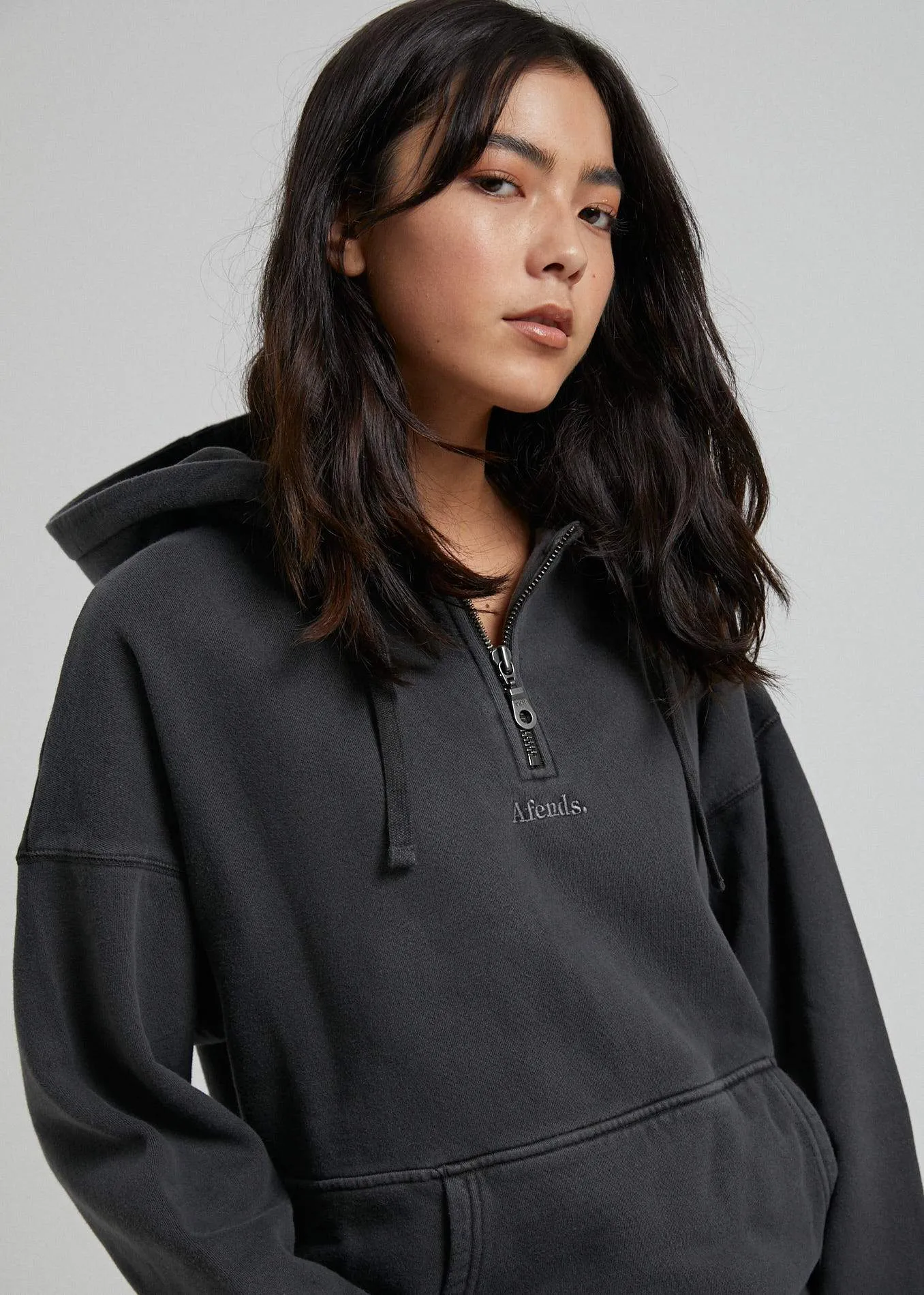 Afends Womens Billie - Pull On Hood - Stone Black