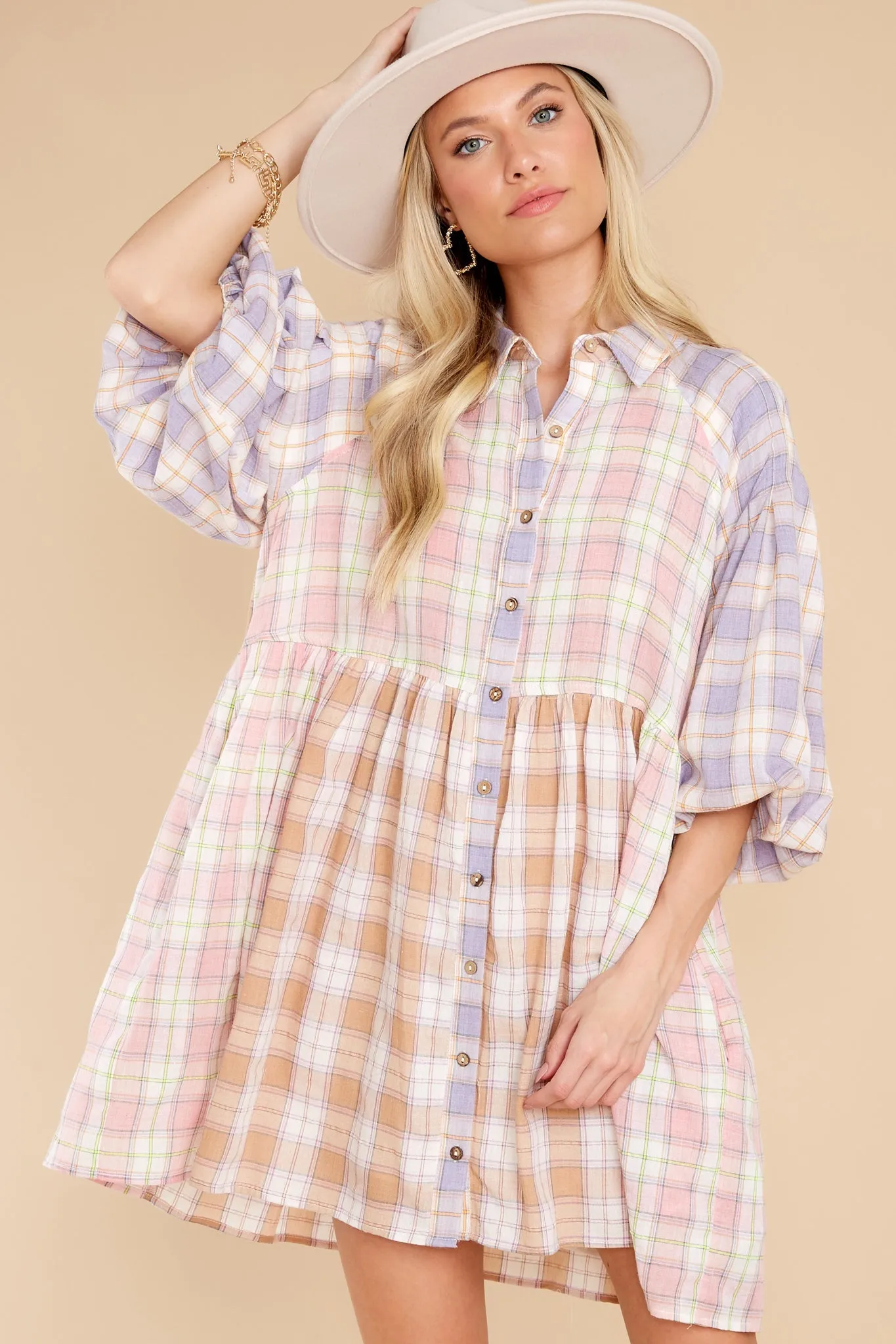 All Good Reasons Lavender Multi Plaid Dress