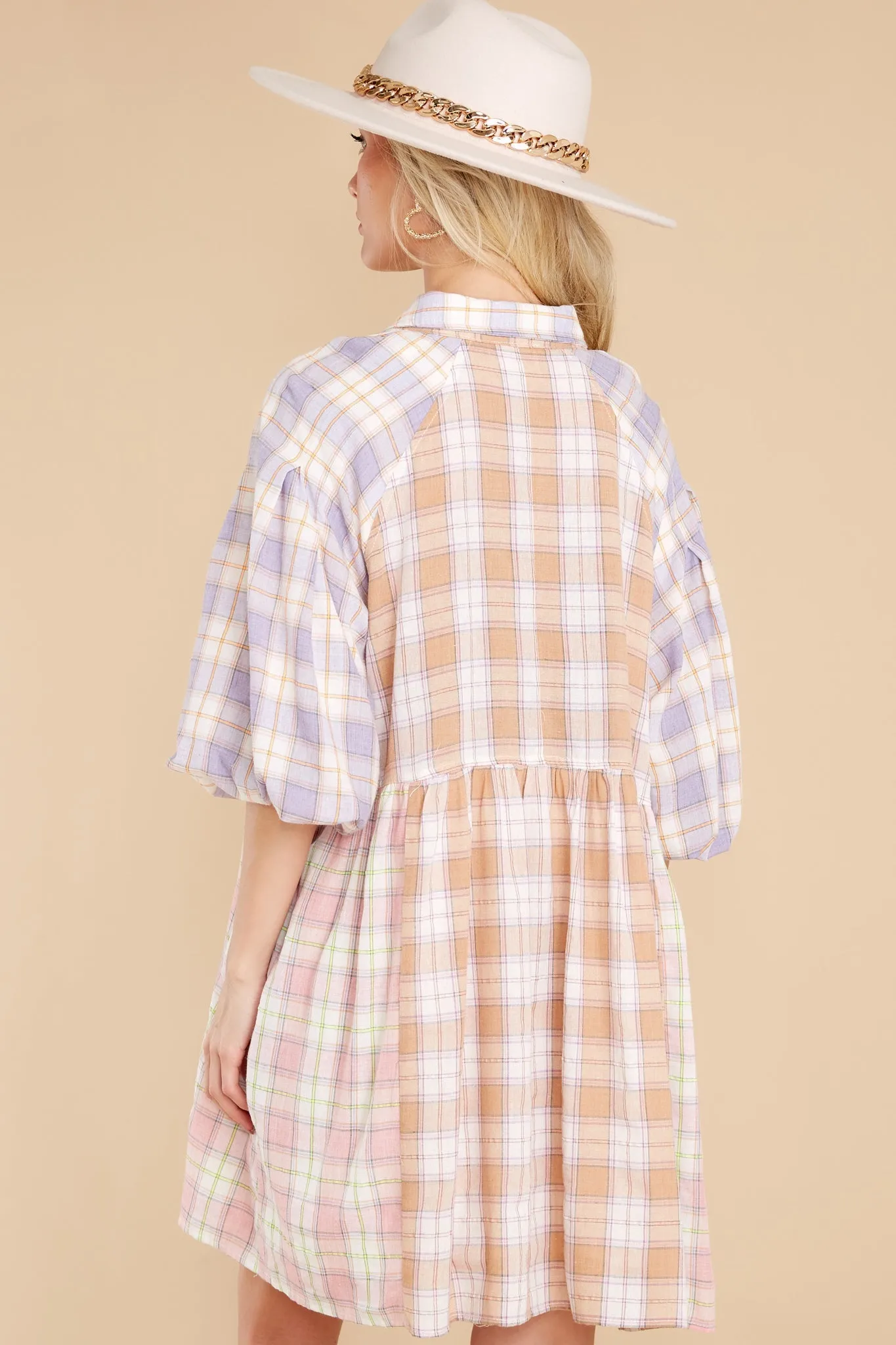 All Good Reasons Lavender Multi Plaid Dress