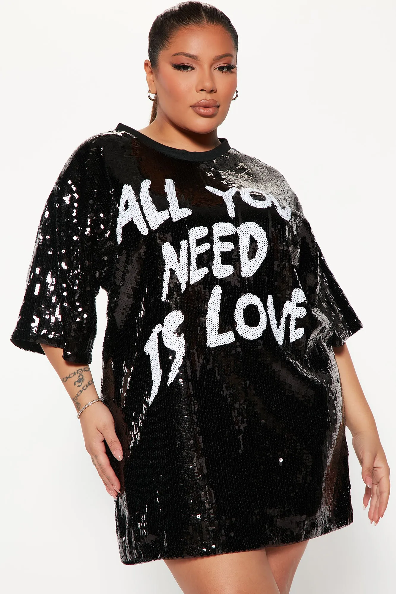 All You Need Is Love Sequin Tunic - Black