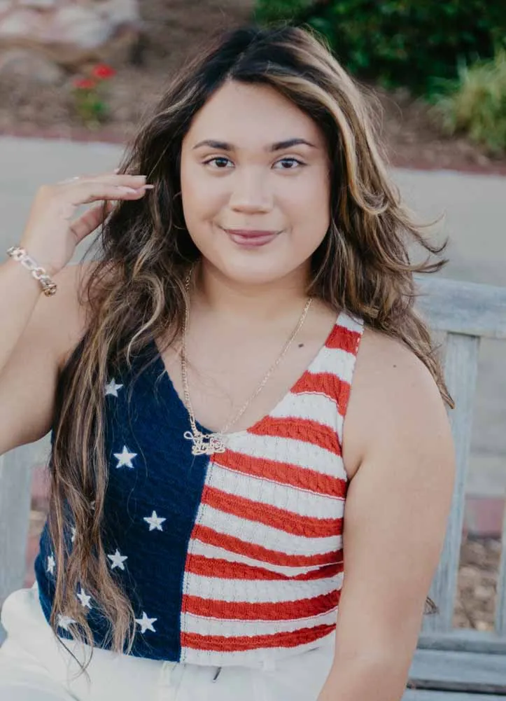 American Flag Sleeveless Tank Sweater in Red and Navy by Staccato