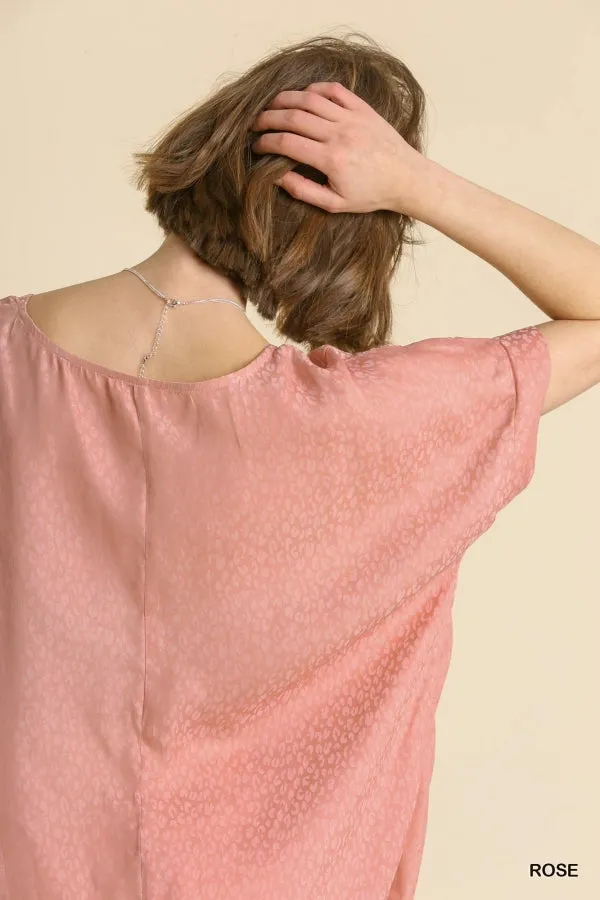 Animal Jacquard Dolman Sleeve Top, Rose