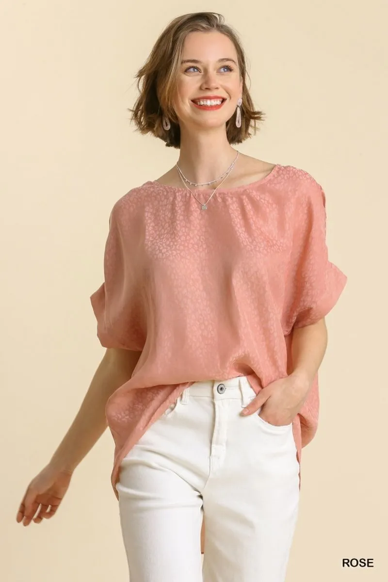 Animal Jacquard Dolman Sleeve Top, Rose