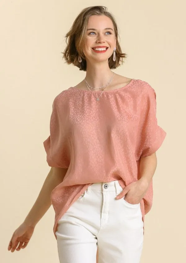 Animal Jacquard Dolman Sleeve Top, Rose