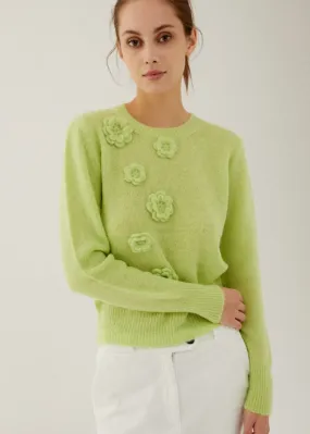 ANNECLAIRE - HAND EMROIDERED CREW NECK WOOL SWEATER