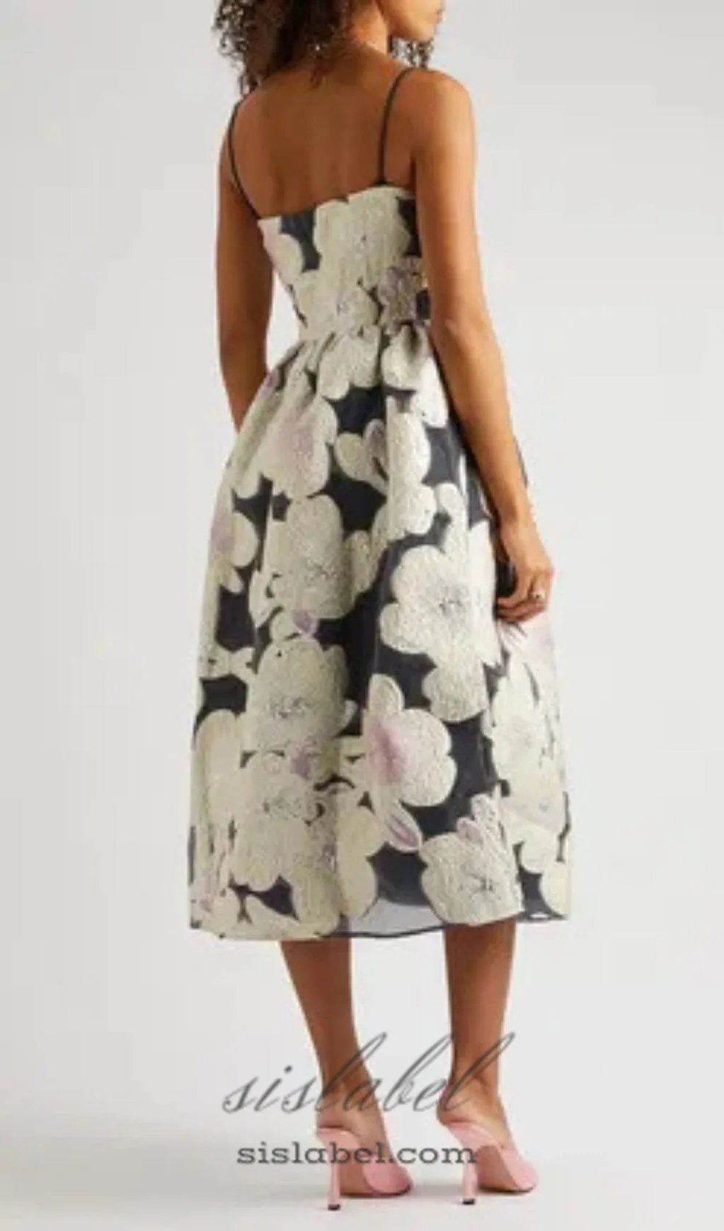 ANNY FLORAL-JACQUARD MIDI DRESS