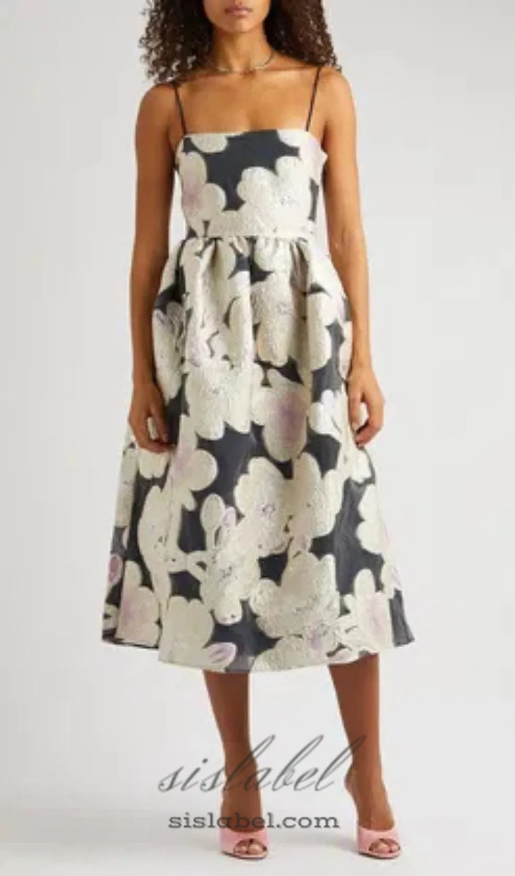 ANNY FLORAL-JACQUARD MIDI DRESS