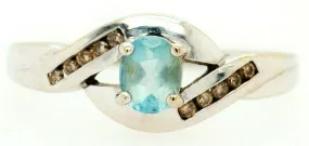 Aquamarine & Diamond 9ct White Gold Dress Ring