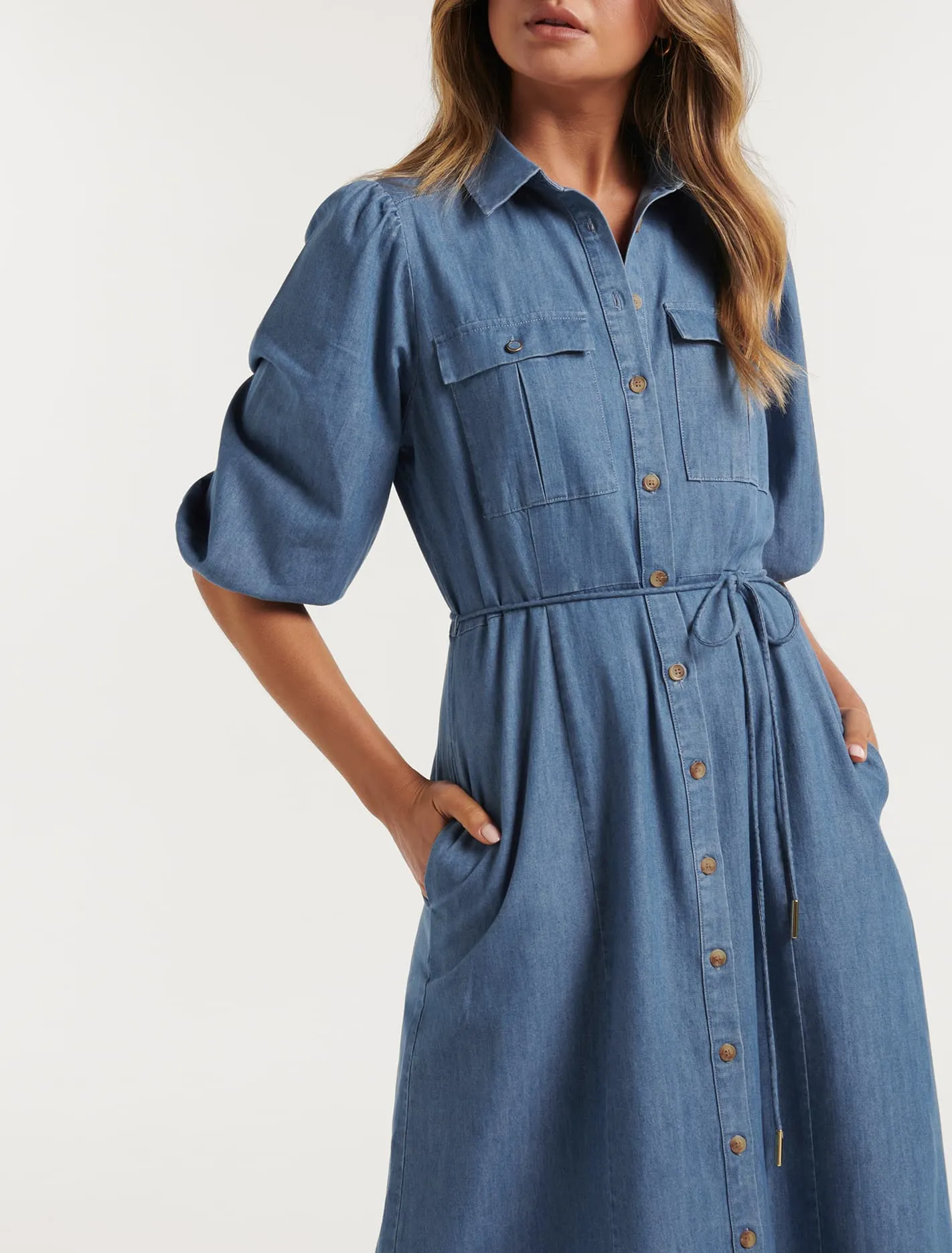 Ashley Puff Sleeve Shirt Dress