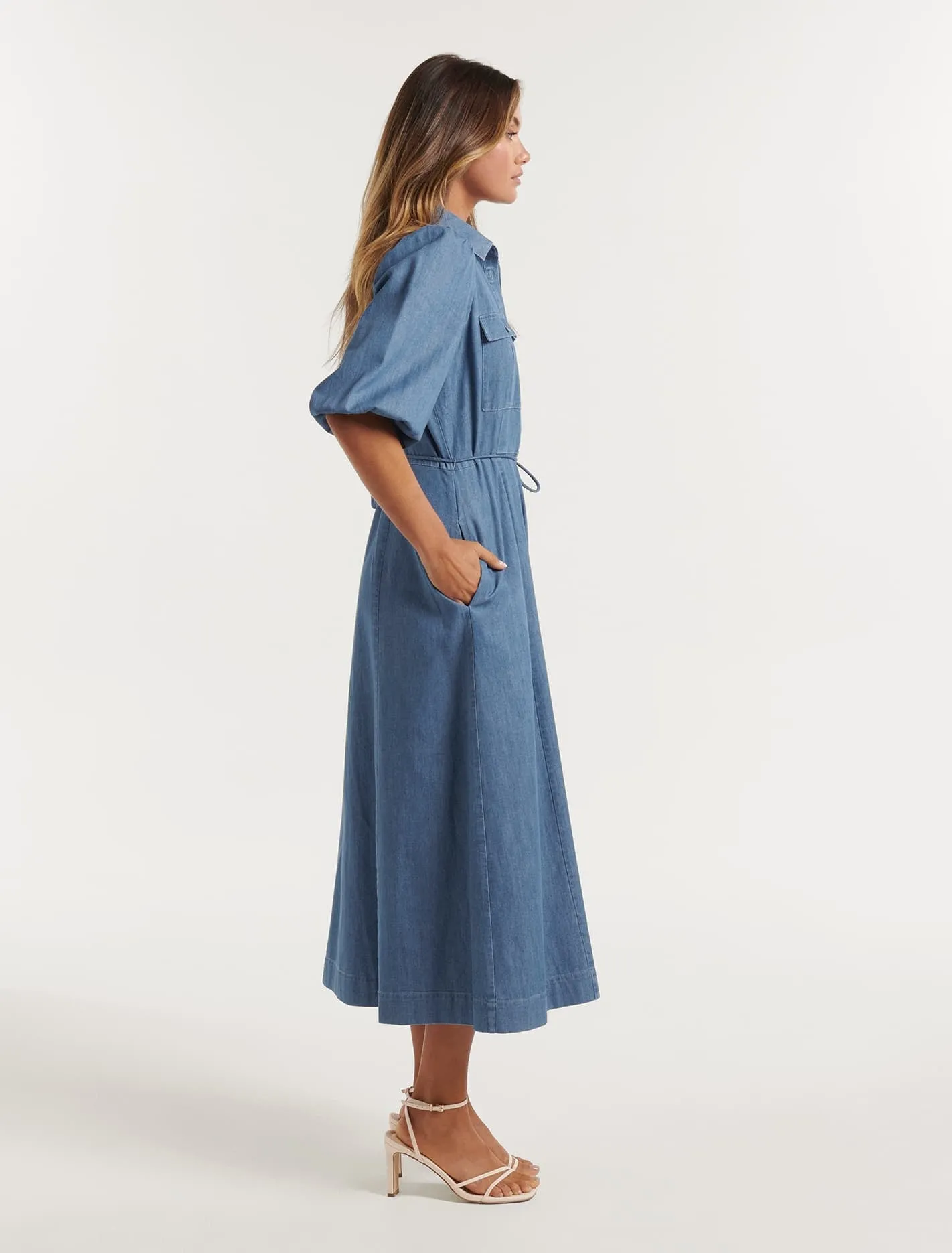 Ashley Puff Sleeve Shirt Dress