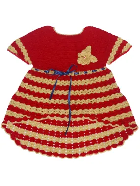 Beautiful Graminarts Crochet Handmade Frock For Baby - Red & Peach