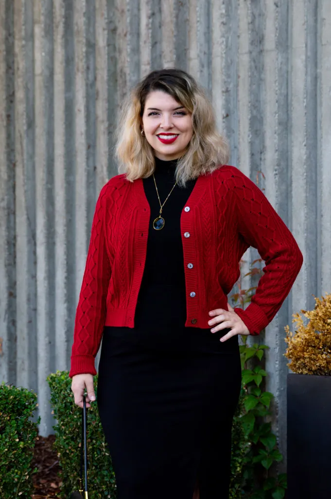 Bena Cardigan, Red, Cotton