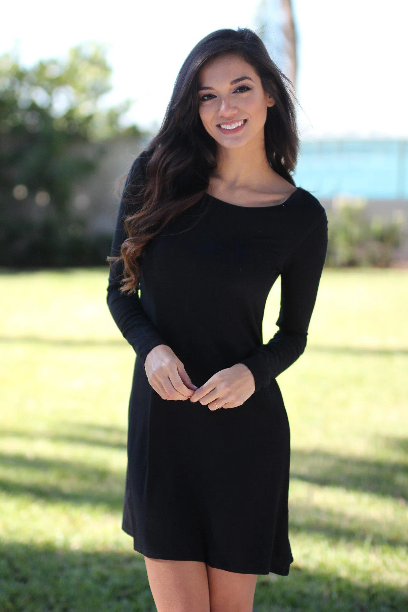 Black Long Sleeve Tunic Dress