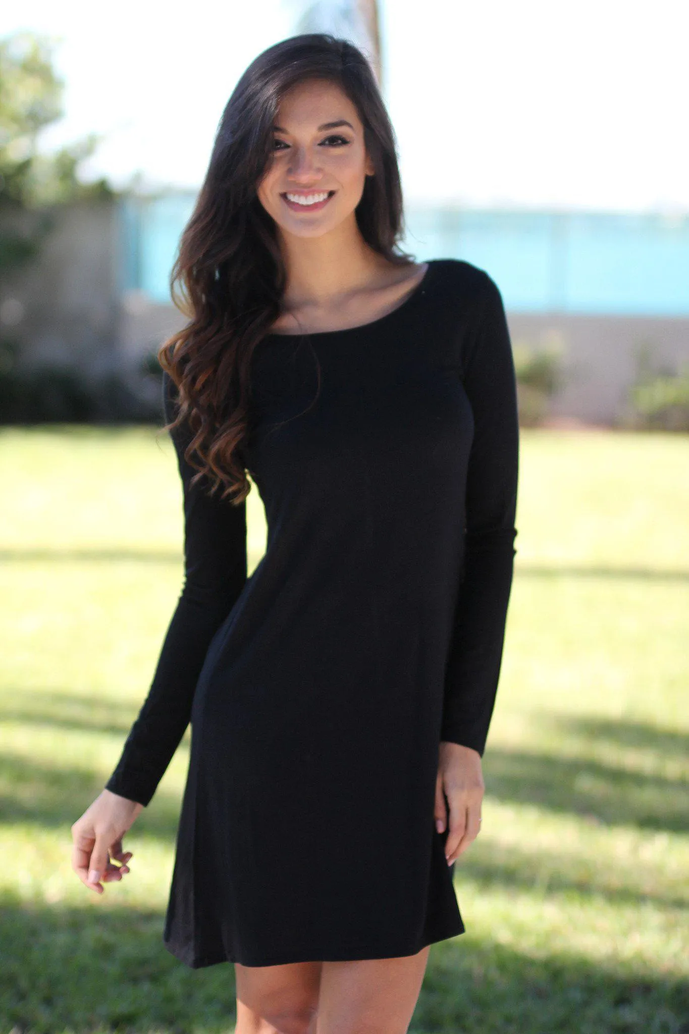 Black Long Sleeve Tunic Dress