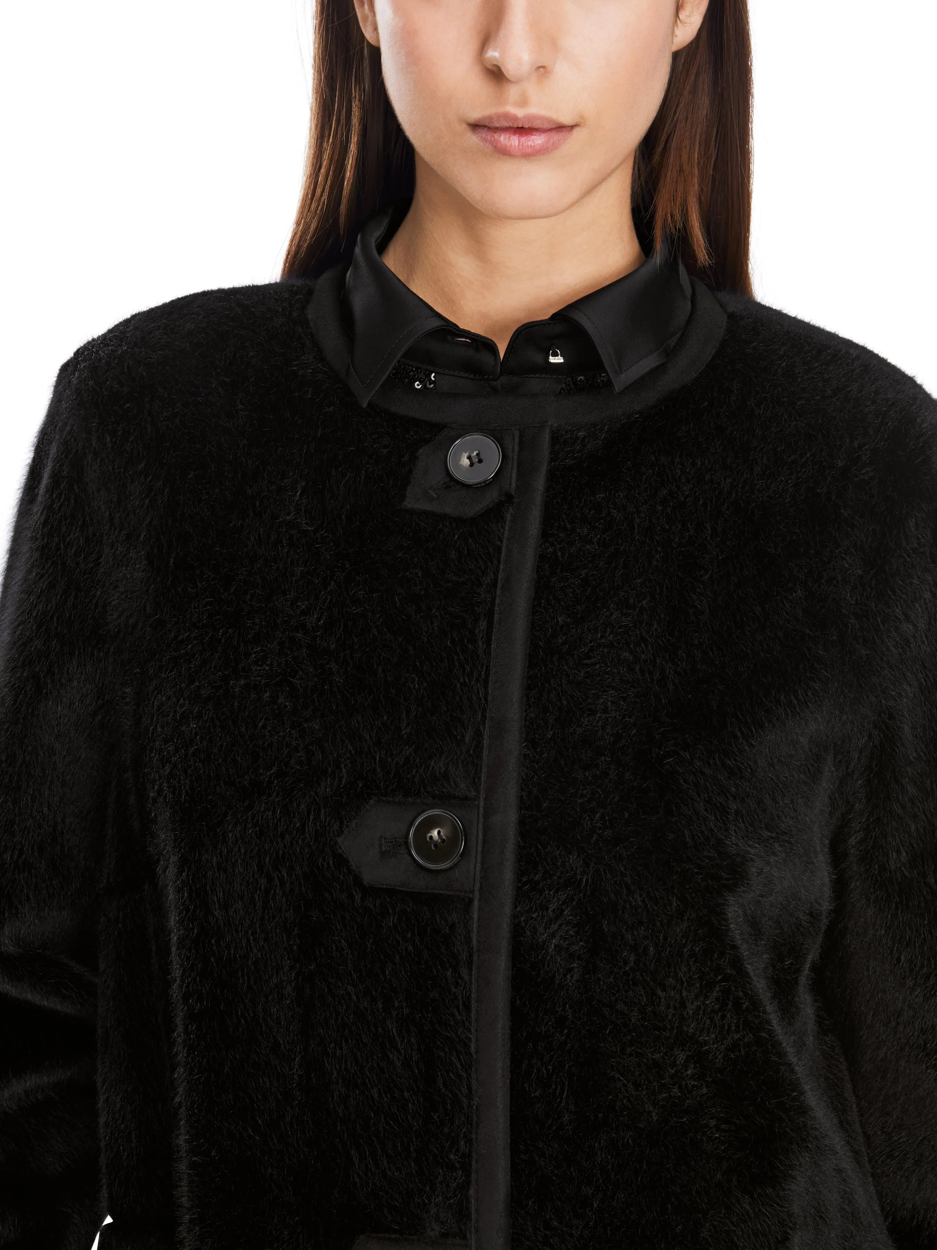 Black Midi Faux Fur Coat