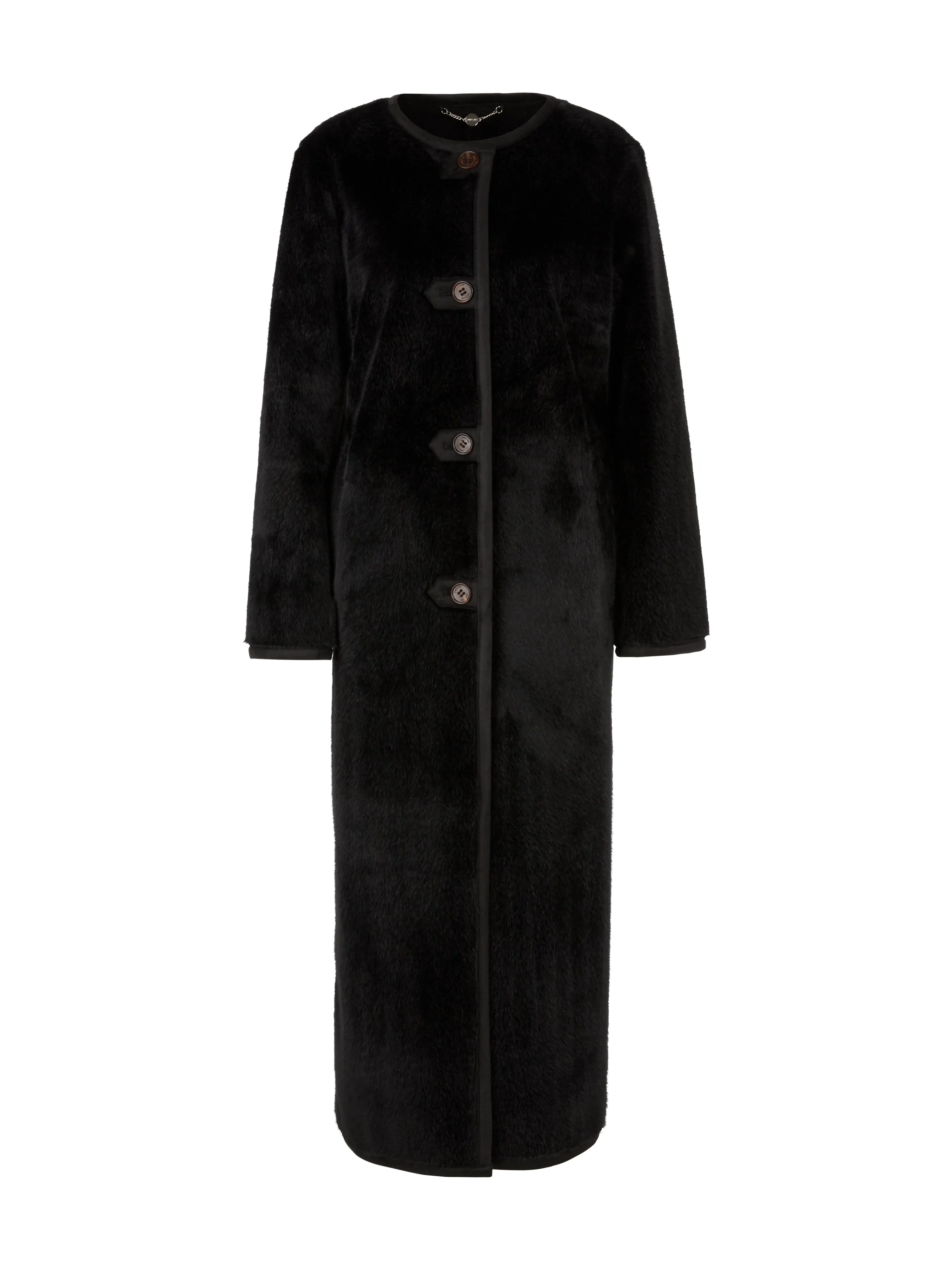 Black Midi Faux Fur Coat