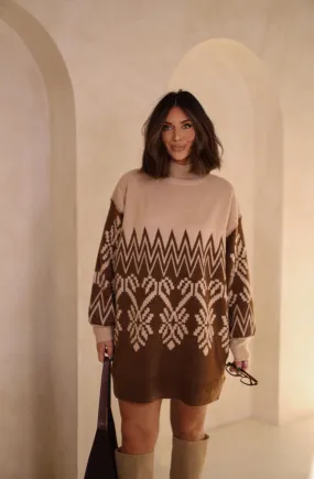 Brown Alpine Sweater Dress