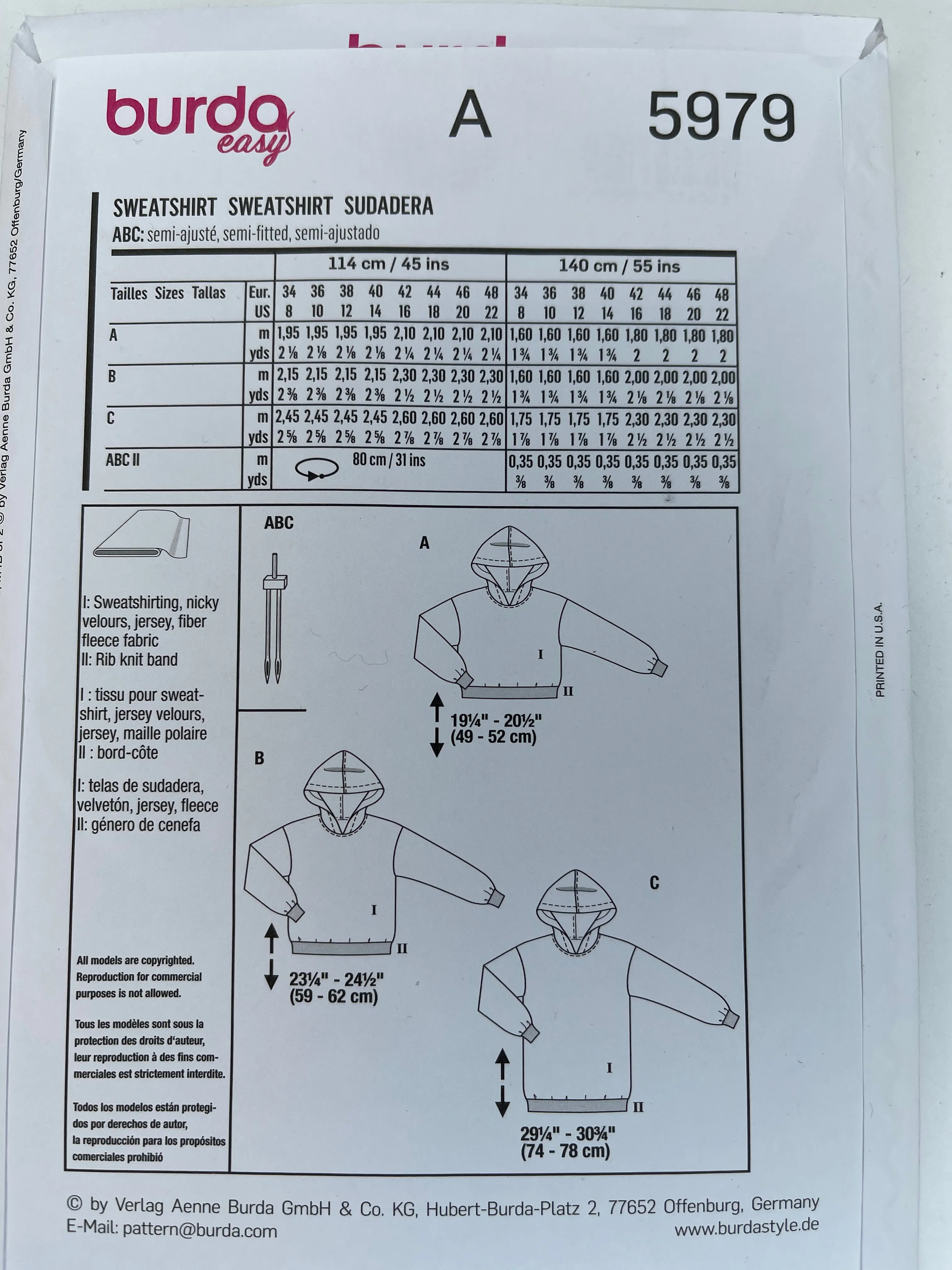 BURDA Women Sweater  Pattern - 5979