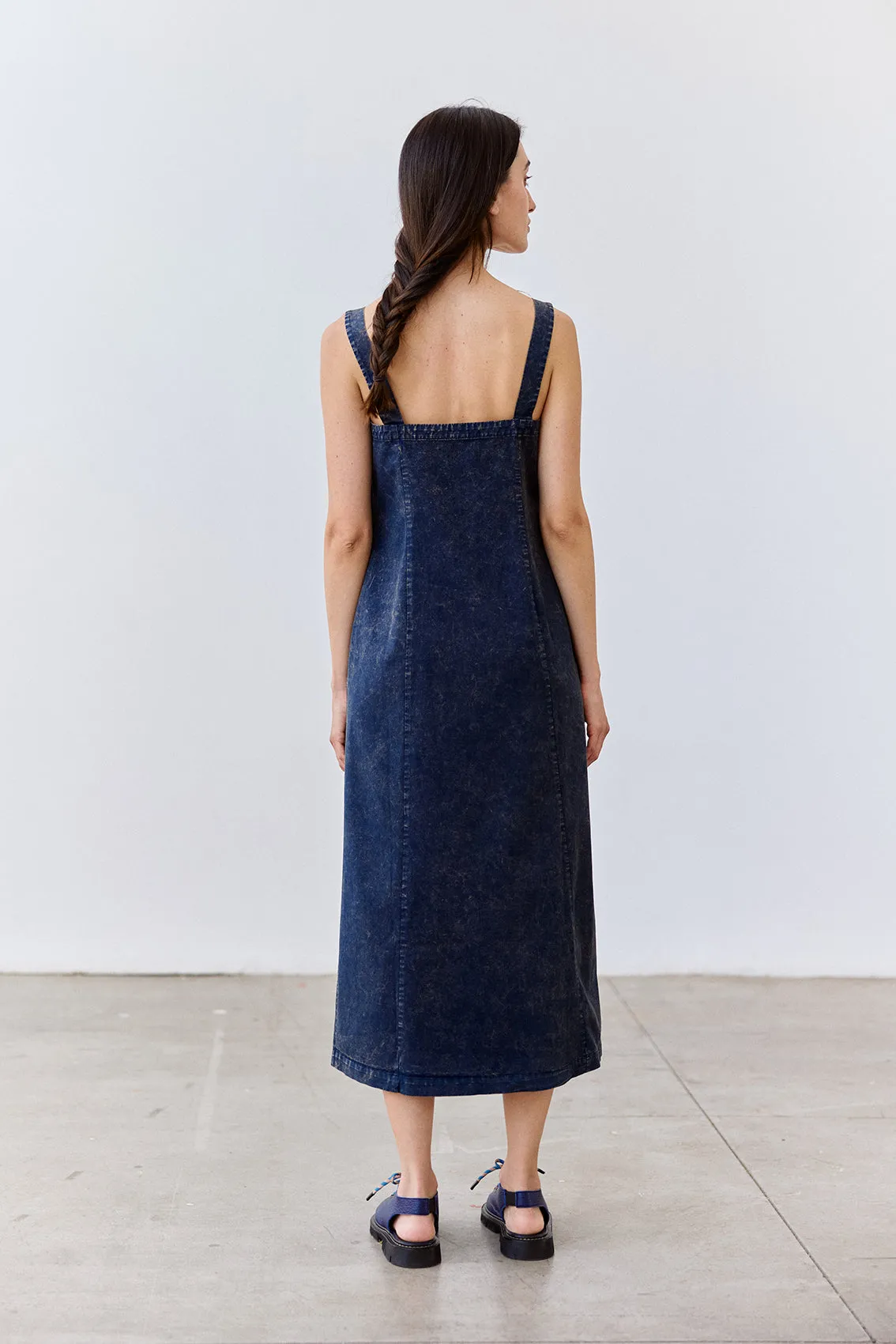 Buttoned Sleeveless Cotton Dress - Piedra Washed