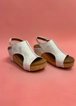 Carley White Metallic Wedge