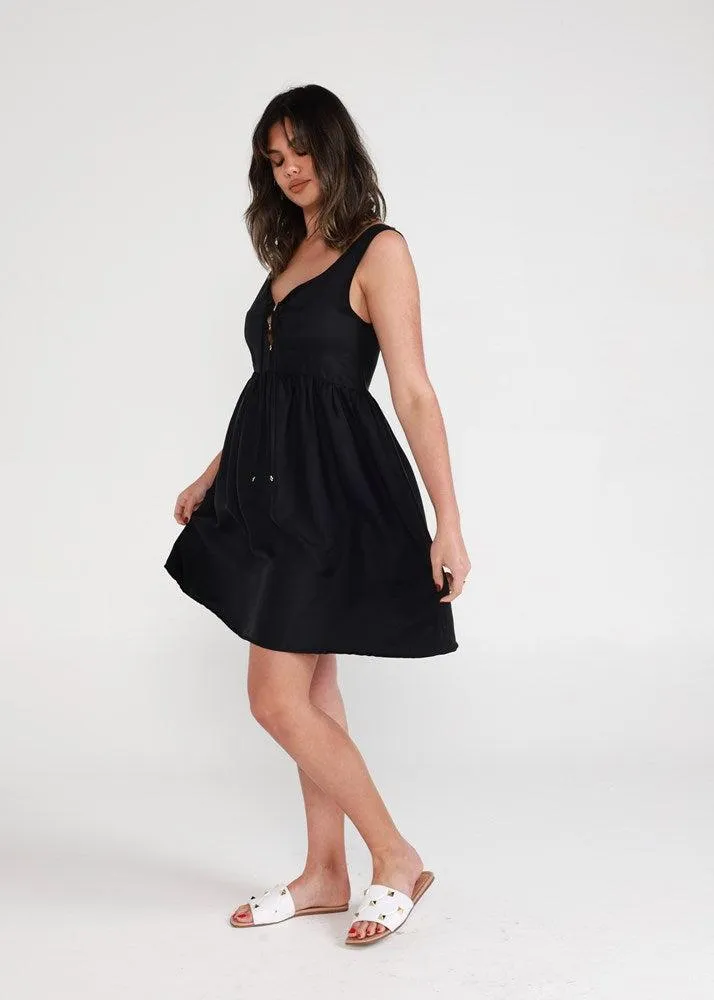 Carnation Sleeveless Silk Dress - Black