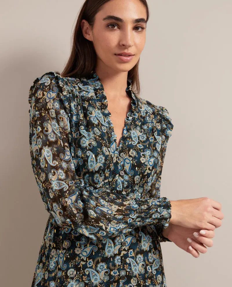 Cefinn Lilianna Navy Paisley Dress