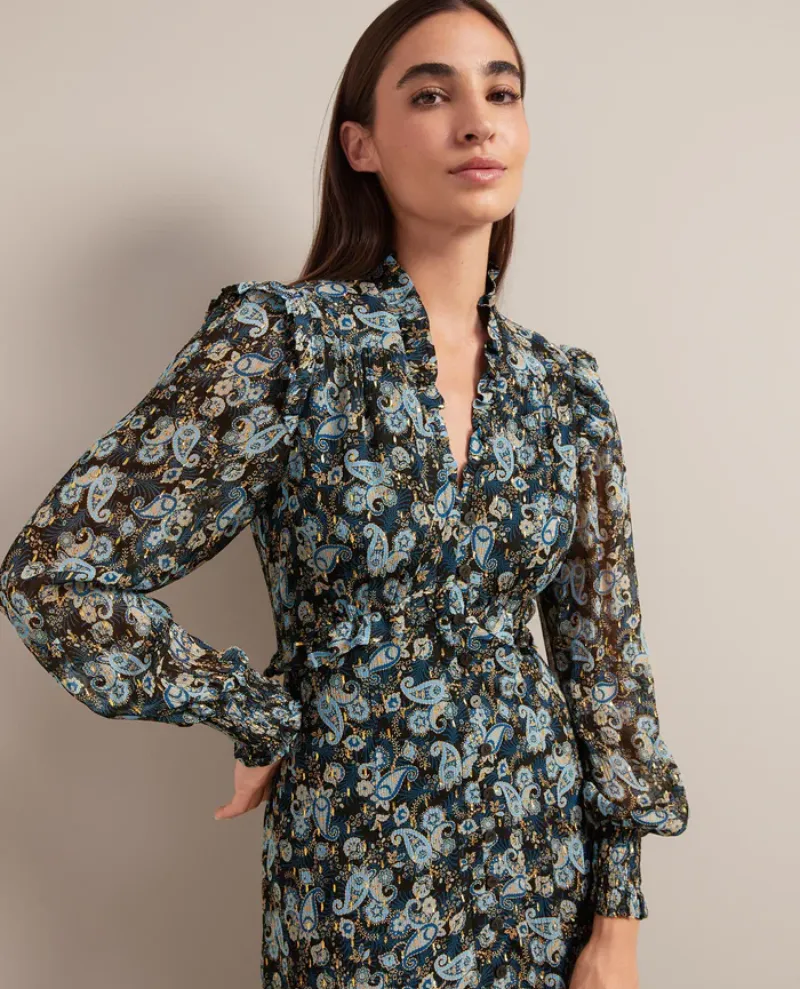 Cefinn Lilianna Navy Paisley Dress