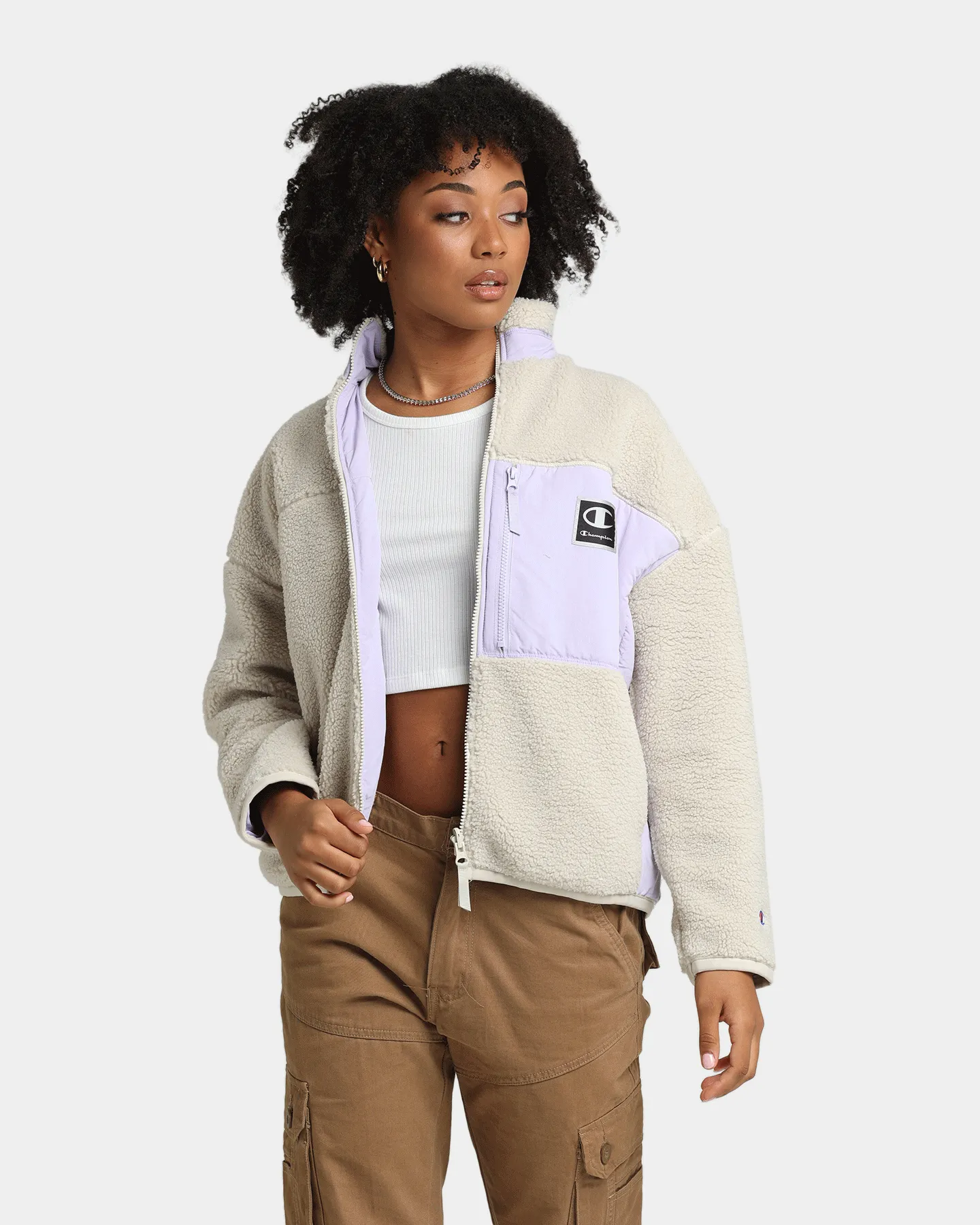 Champion Women's Rib Mix Media Jacket Urban Lilac