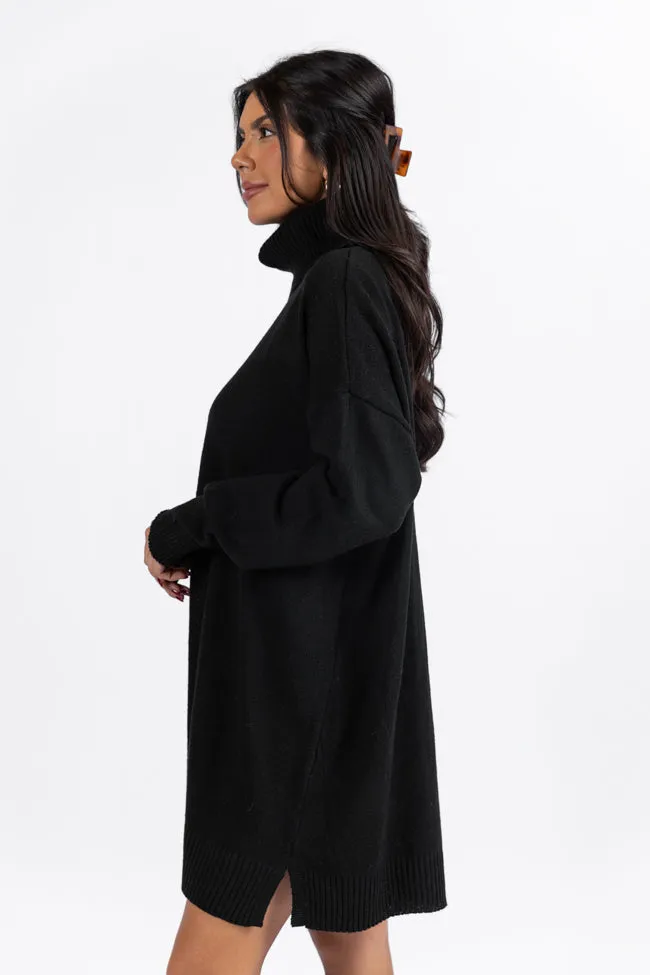 Changing Locations Black Turtleneck Sweater Dress