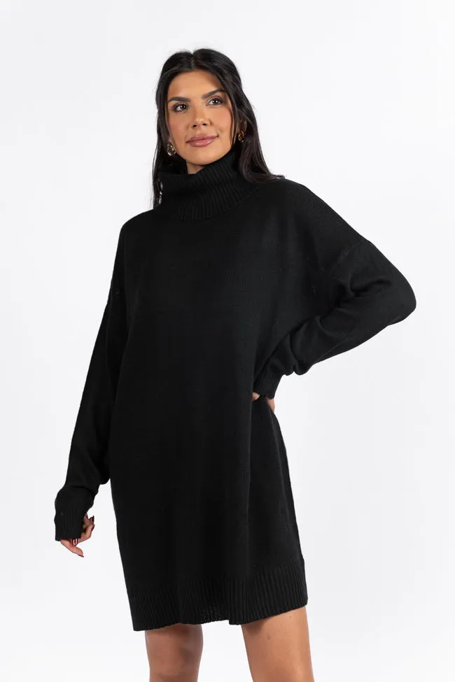 Changing Locations Black Turtleneck Sweater Dress