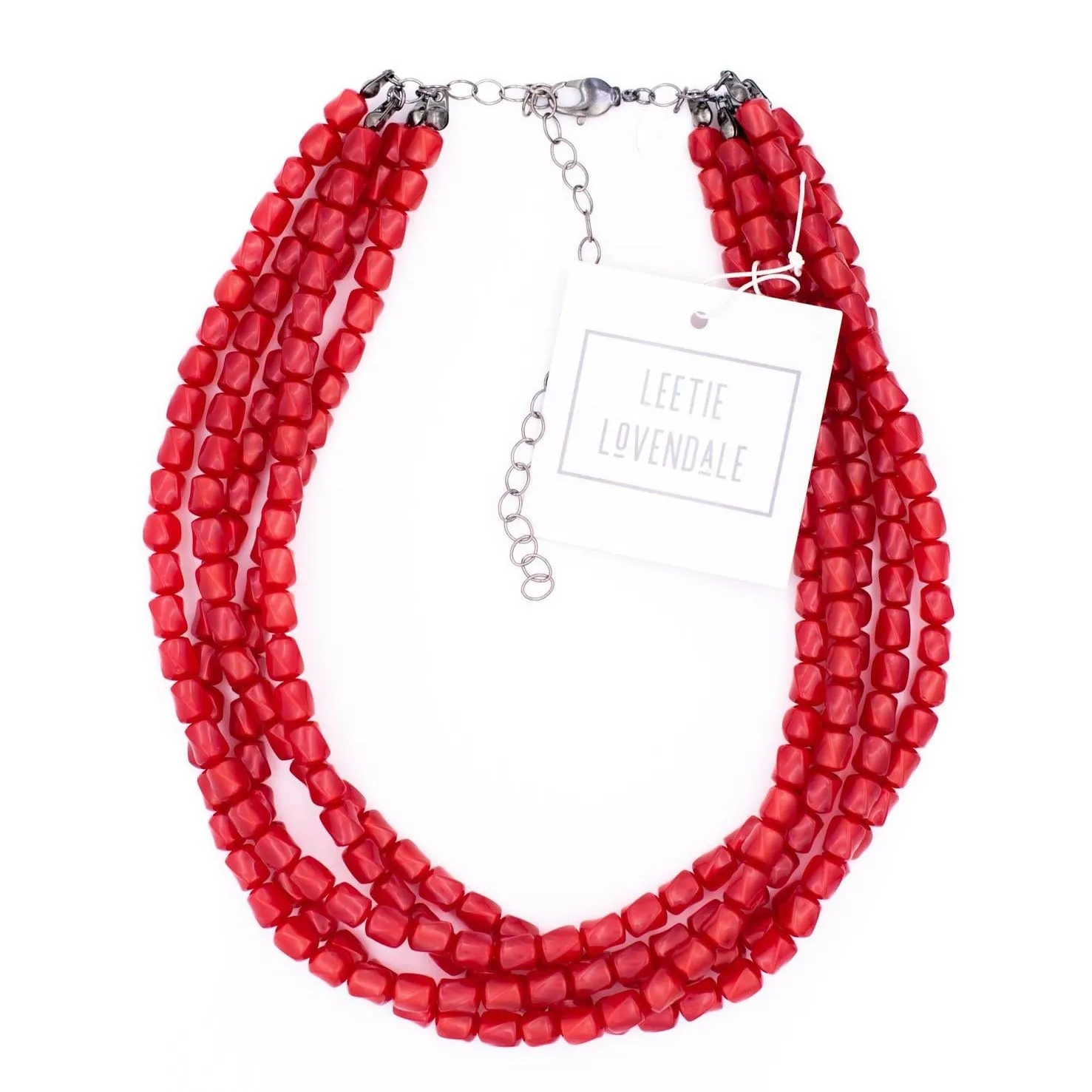 Cherry Red Moonglow Barrel Bead Sylvie Necklace