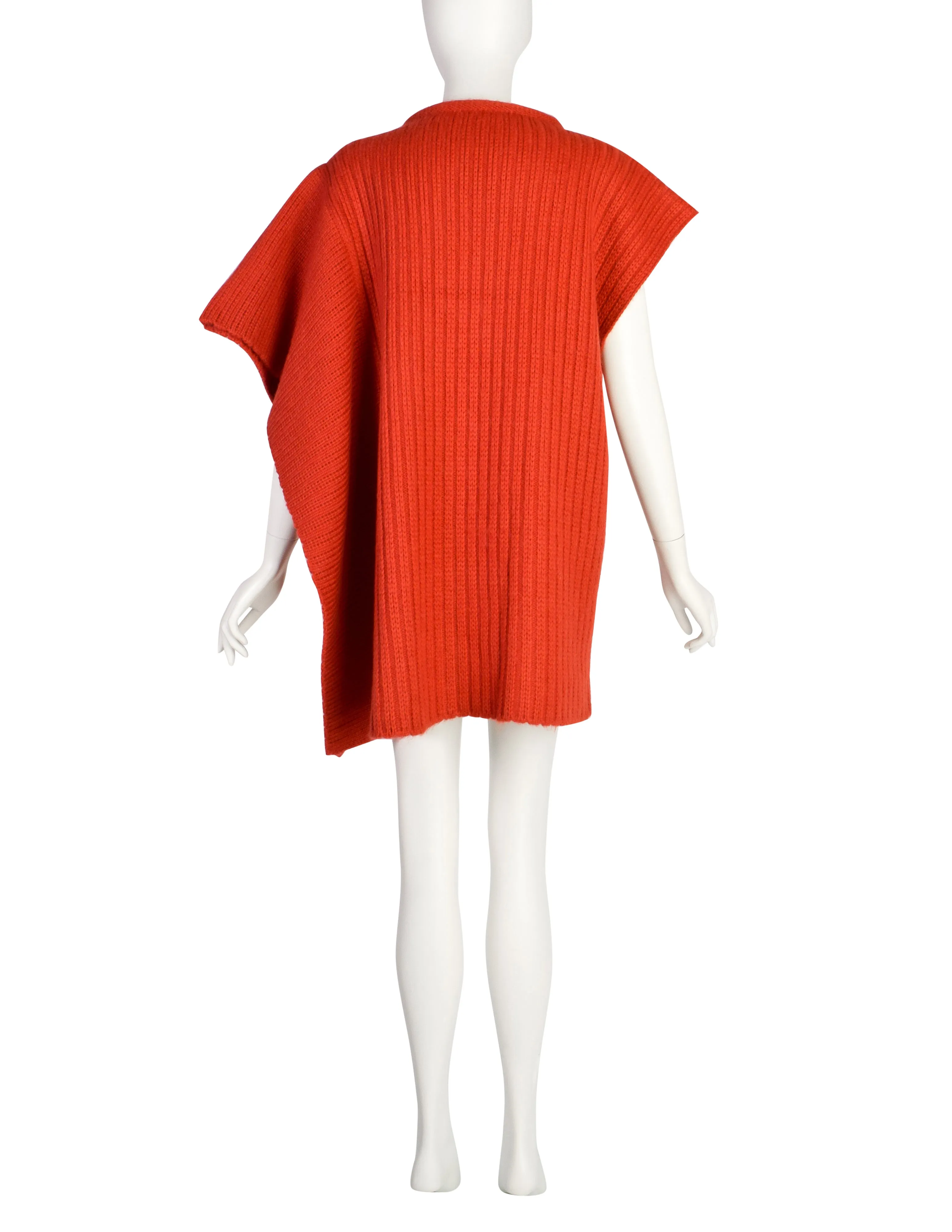 Chloe Vintage AW 1982 Rare Asymmetrical Burnt Orange Knit Mohair Wool Cape