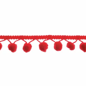 Christmas Pom Pom Trim - Red