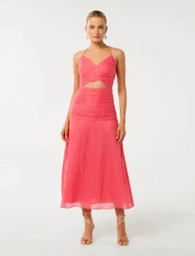 Clarissa Gathered Halter Midi Dress