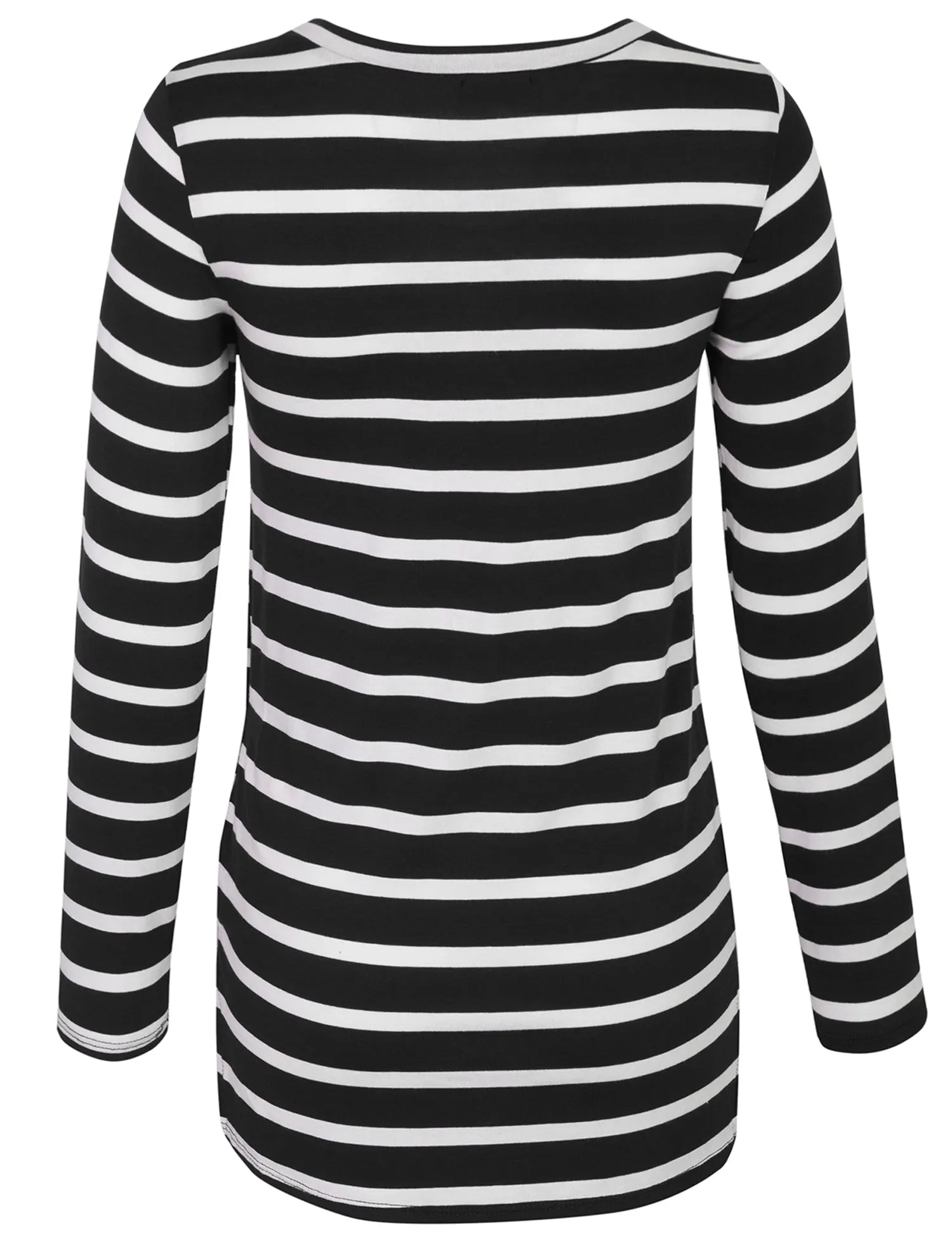 [Clearance] Womens Long Sleeve Striped Tunic Top with Chest Pocket